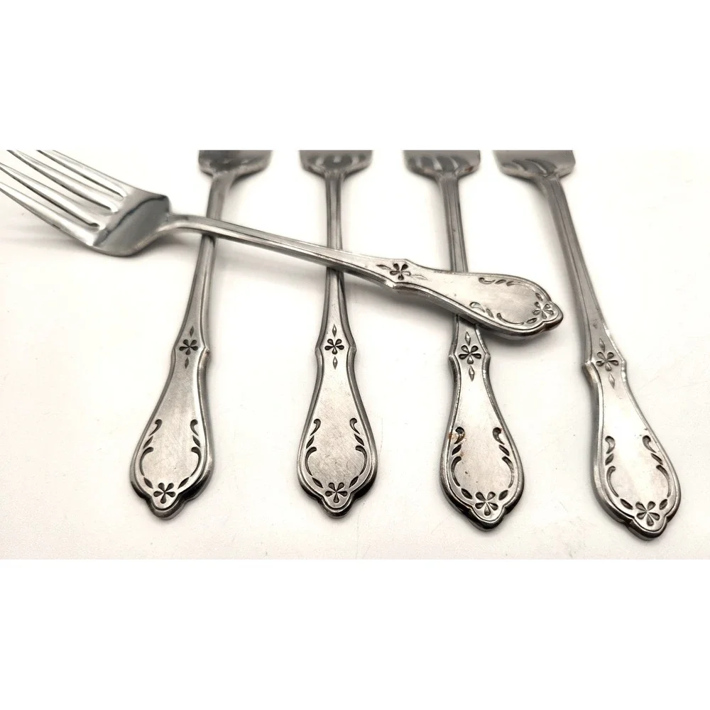 Northland Evening Star Japan Stainless Flatware Lot of 5 SALAD Forks Vintage